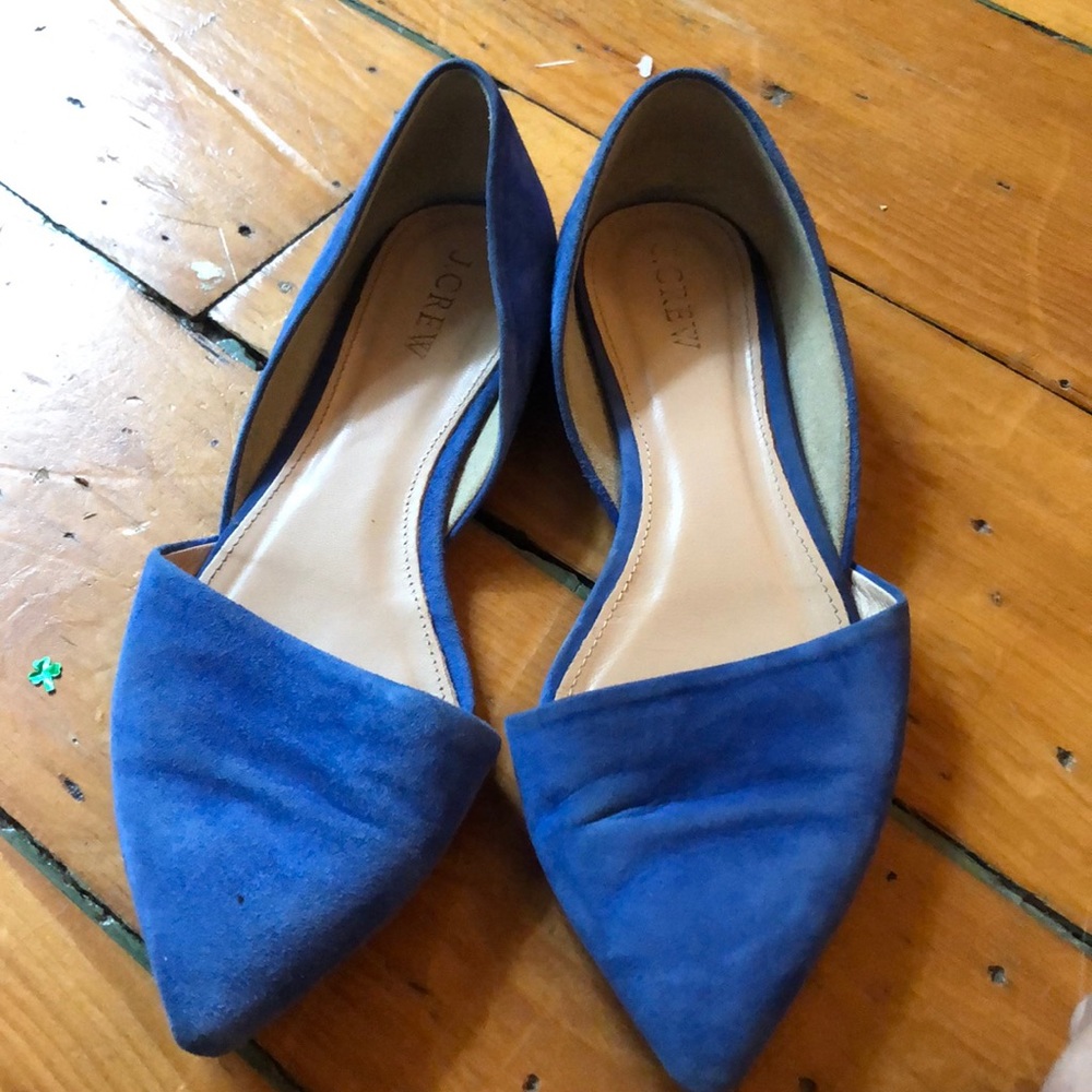 Blue Suede Pointed Jcrew Flats
